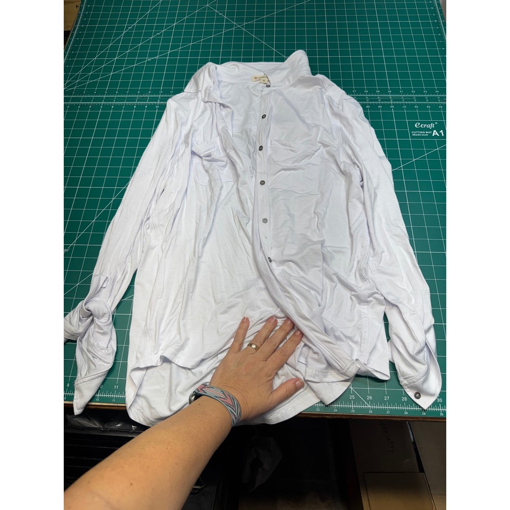 Magnolia Boutique White Button Down Shirt Long Sleeve Pocket Blouse Large